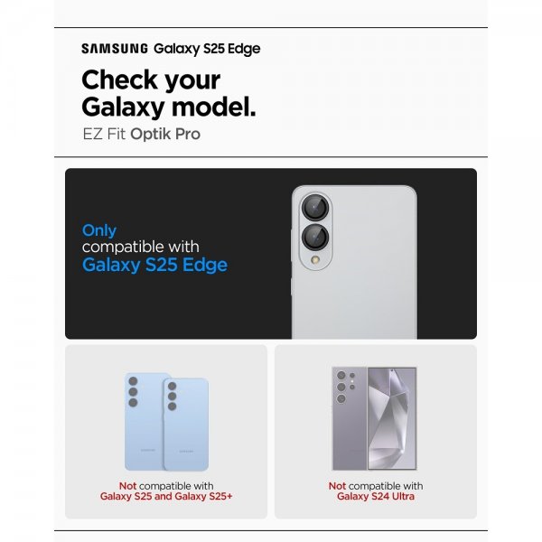 Spigen Samsung Galaxy S25 Edge Kamerabeskytter GLAS.tR EZ Fit Optik Pro 2-pakning