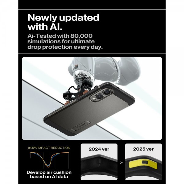 Spigen Samsung Galaxy S25 Edge Deksel Tough Armor MagFit Gunmetal