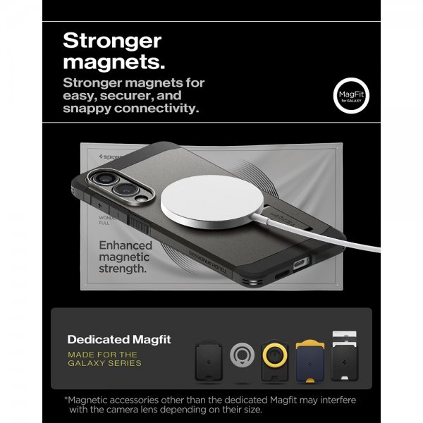 Spigen Samsung Galaxy S25 Edge Deksel Tough Armor MagFit Gunmetal