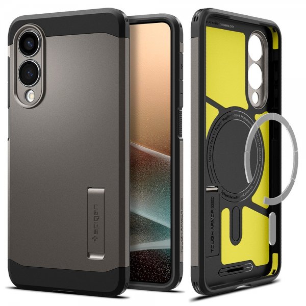 Spigen Samsung Galaxy S25 Edge Deksel Tough Armor MagFit Gunmetal
