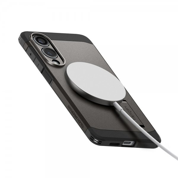 Spigen Samsung Galaxy S25 Edge Deksel Tough Armor MagFit Gunmetal