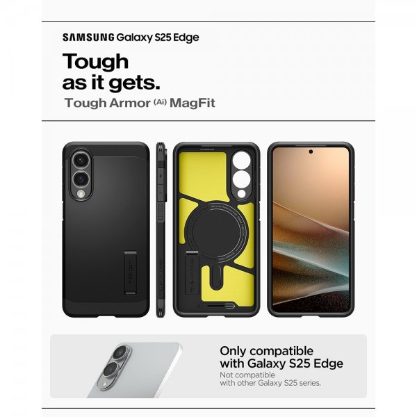 Spigen Samsung Galaxy S25 Edge Deksel Tough Armor MagFit Svart