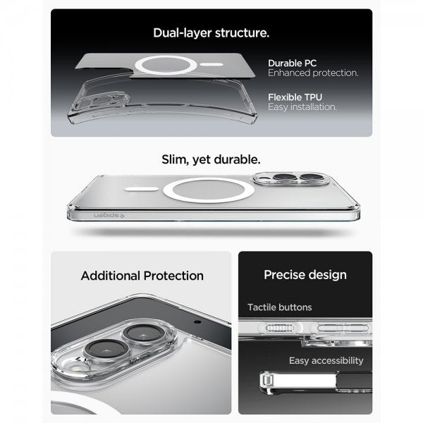 Spigen Samsung Galaxy S25 Edge Deksel Ultra Hybrid MagFit Clear White
