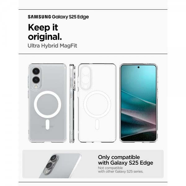 Spigen Samsung Galaxy S25 Edge Deksel Ultra Hybrid MagFit Clear White