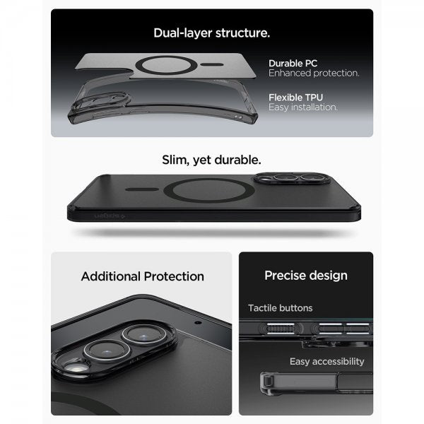 Spigen Samsung Galaxy S25 Edge Deksel Ultra Hybrid MagFit Frost Black
