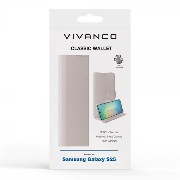 Vivanco Samsung Galaxy S25 Etui Classic Wallet Greige