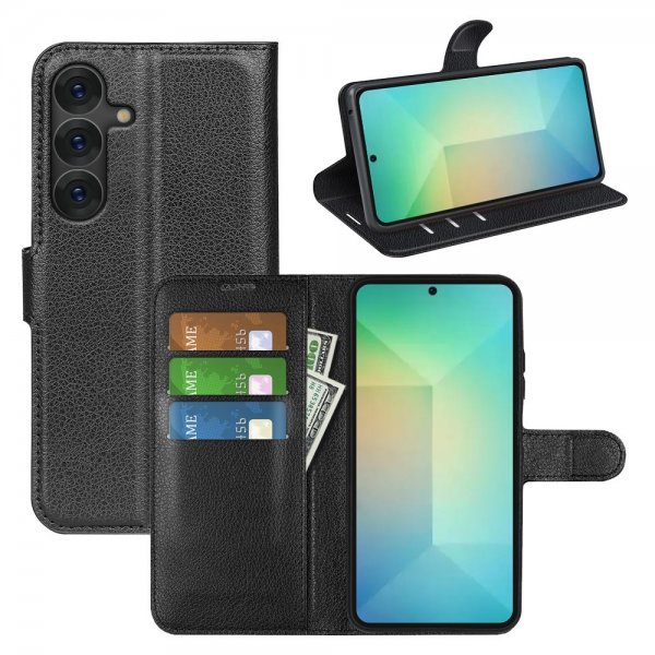 Samsung Galaxy S25 Etui Litchi Svart