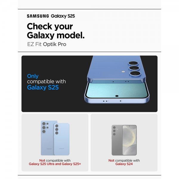 Spigen Samsung Galaxy S25 Kamerabeskytter GLAS.tR EZ Fit Optik Pro 2-pakning