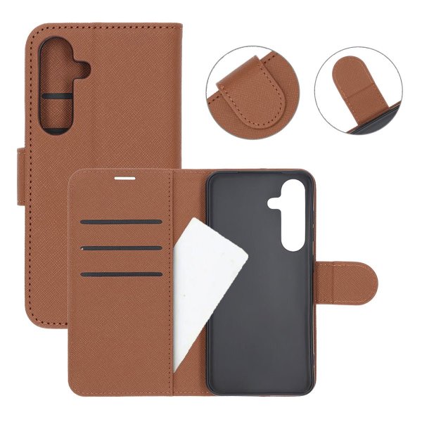 Samsung Galaxy S25 Etui med Kortlomme stativfunksjon Brun