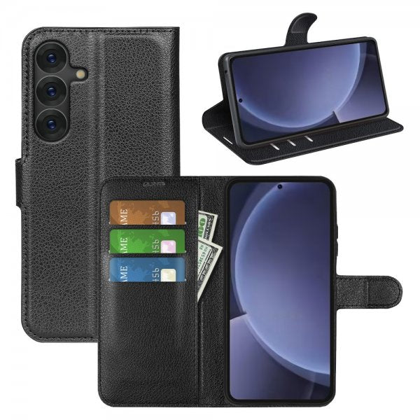 Samsung Galaxy S25 Plus Etui Litchi Svart