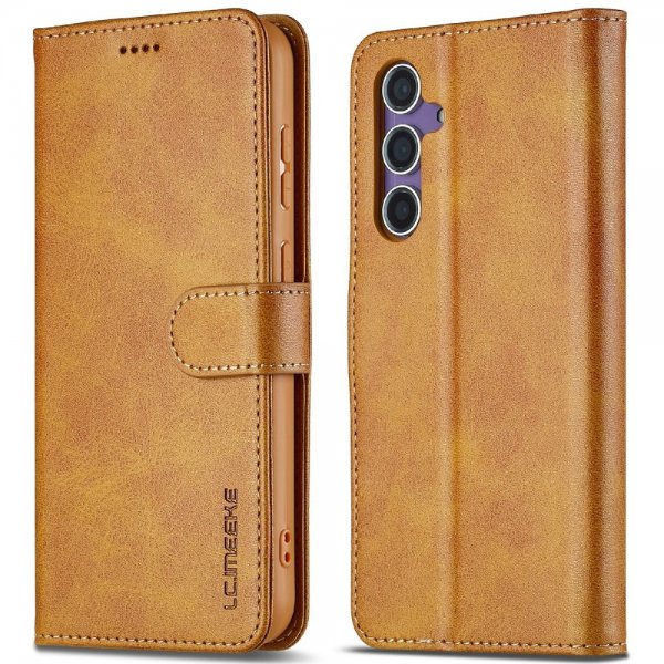 Lc.Imeeke Samsung Galaxy S25 Plus Etui med Kortlomme stativfunksjon Lysebrun
