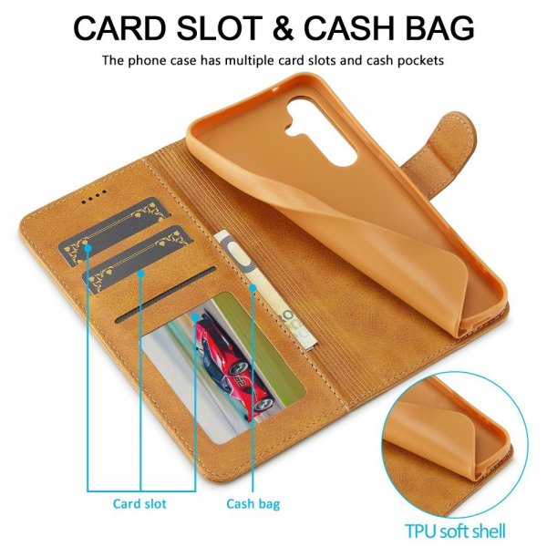 Lc.Imeeke Samsung Galaxy S25 Plus Etui med Kortlomme stativfunksjon Lysebrun