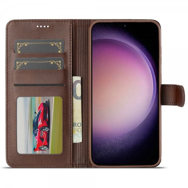 Lc.Imeeke Samsung Galaxy S25 Plus Etui med Kortlomme stativfunksjon Mørkebrun