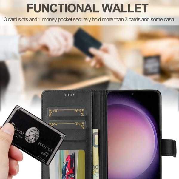 Lc.Imeeke Samsung Galaxy S25 Plus Etui med Kortlomme stativfunksjon Svart
