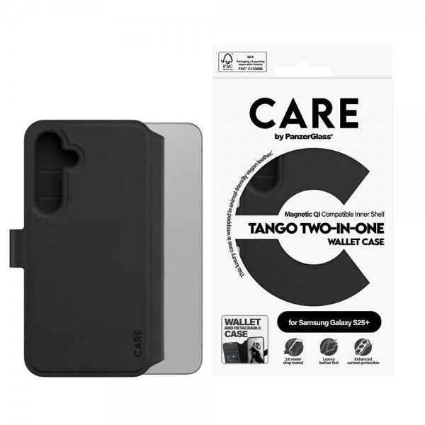 CARE by PanzerGlass Samsung Galaxy S25 Plus Etui Tango Two-in-One Wallet MagSafe Svart