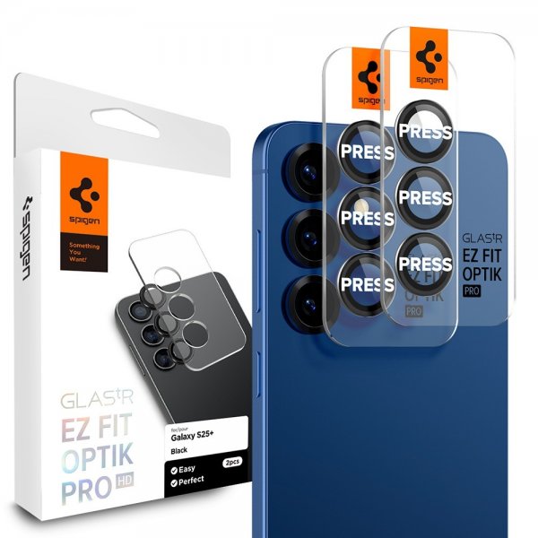 Spigen Samsung Galaxy S25 Plus Kamerabeskytter GLAS.tR EZ Fit Optik Pro 2-pakning Svart