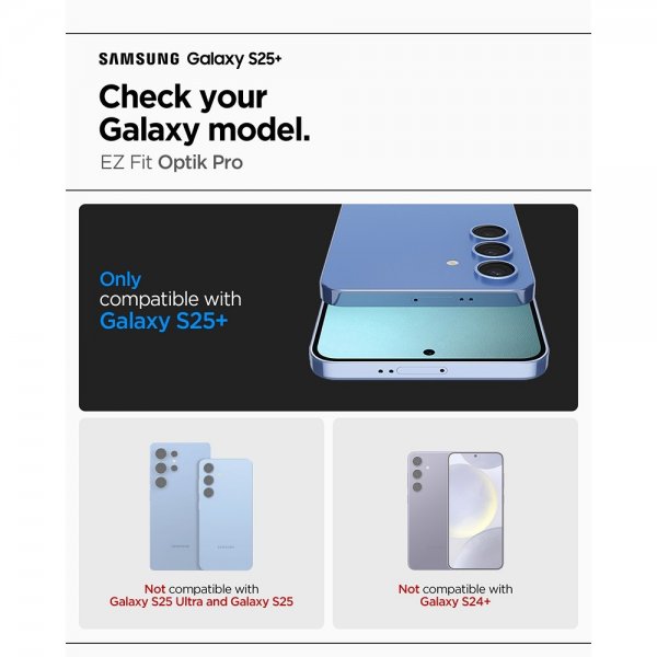 Spigen Samsung Galaxy S25 Plus Kamerabeskytter GLAS.tR EZ Fit Optik Pro 2-pakning Svart