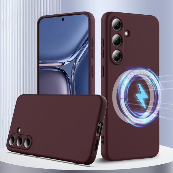 Samsung Galaxy S25 Plus Deksel med Stropp Silikon MagSafe Vinrød