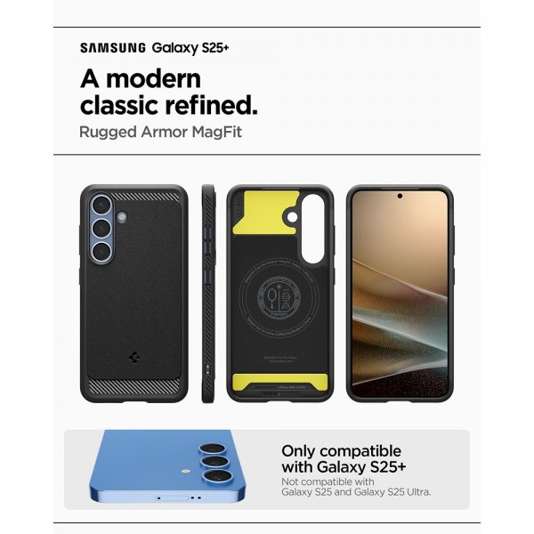 Spigen Samsung Galaxy S25 Plus Deksel Rugged Armor MagFit Matte Black