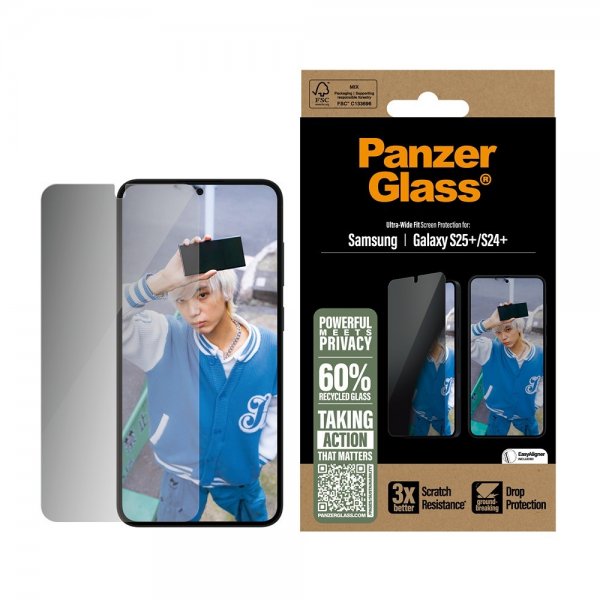 PanzerGlass Samsung Galaxy S24 Plus/Galaxy S25 Plus Skjermbeskytter Ultra-Wide Fit Privacy EasyAligner