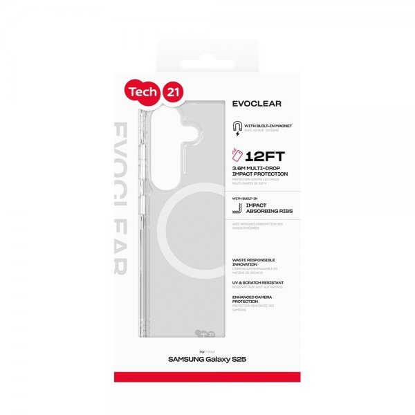 Tech21 Samsung Galaxy S25 Deksel EvoClear MagSafe Transparent
