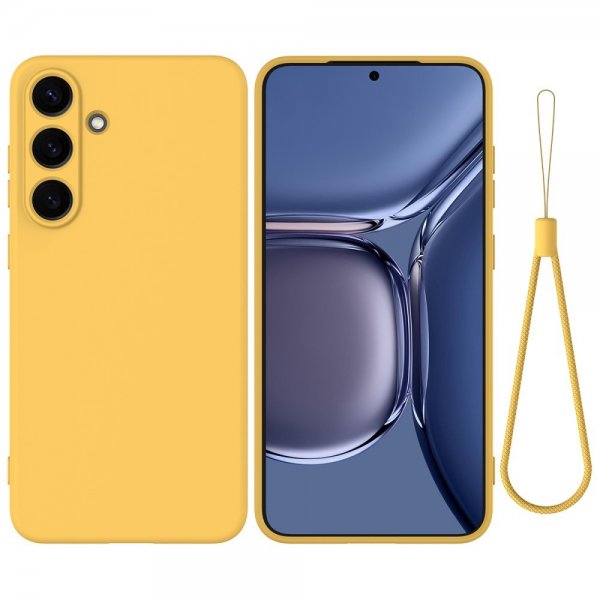Samsung Galaxy S25 Deksel med Stropp Silikon Gul