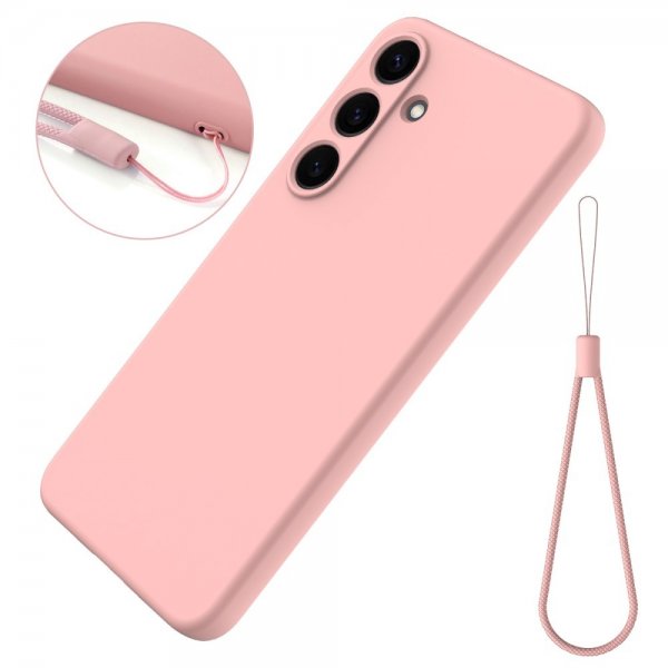 Samsung Galaxy S25 Deksel med Stropp Silikon Rosa