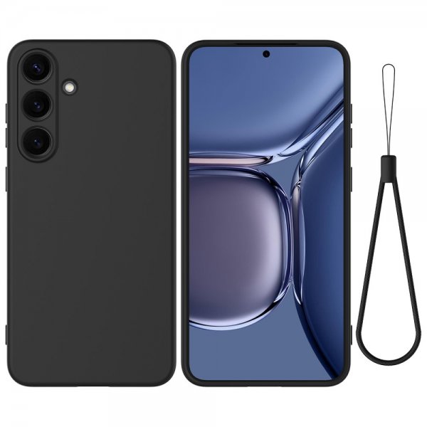Samsung Galaxy S25 Deksel med Stropp Silikon Svart