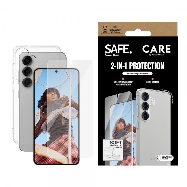 CARE by PanzerGlass Samsung Galaxy S25 Deksel og Skjermbeskytter Fashion 2-in-1 Bundle