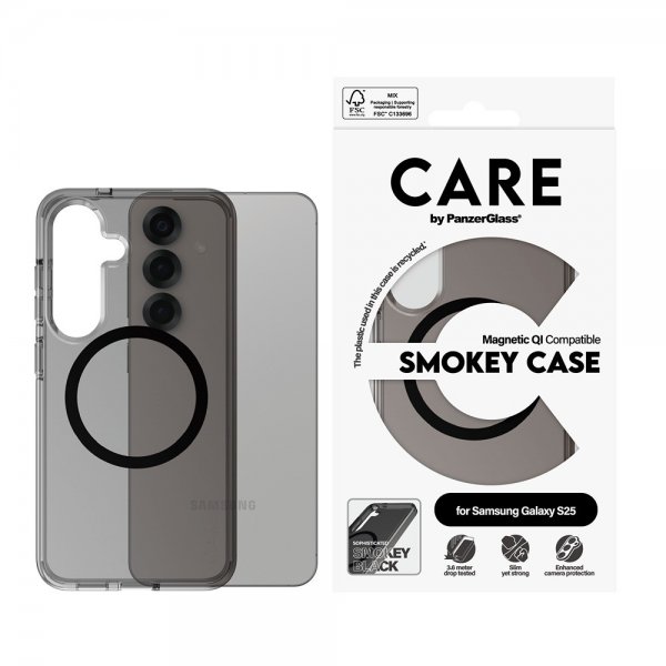 CARE by PanzerGlass Samsung Galaxy S25 Deksel Smokey MagSafe Svart