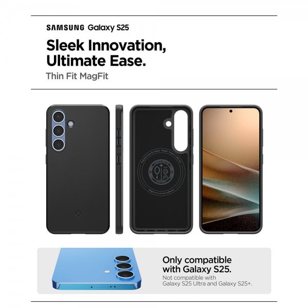Spigen Samsung Galaxy S25 Deksel Thin Fit MagFit Svart