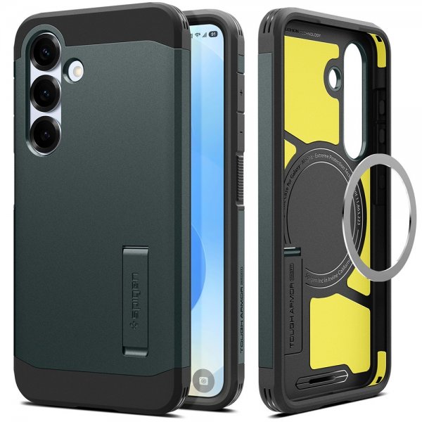 Spigen Samsung Galaxy S25 Deksel Tough Armor MagFit Abyss Green