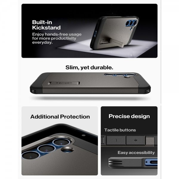 Spigen Samsung Galaxy S25 Deksel Tough Armor MagFit Gunmetal