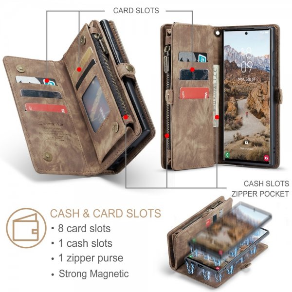 CaseMe Samsung Galaxy S25 Ultra Etui 008 Series Avtakbart Deksel Brun