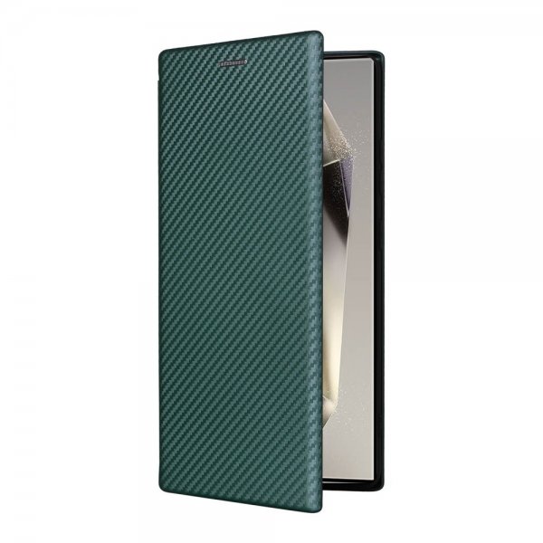 Samsung Galaxy S25 Ultra Etui Karbonfibertekstur Grønn
