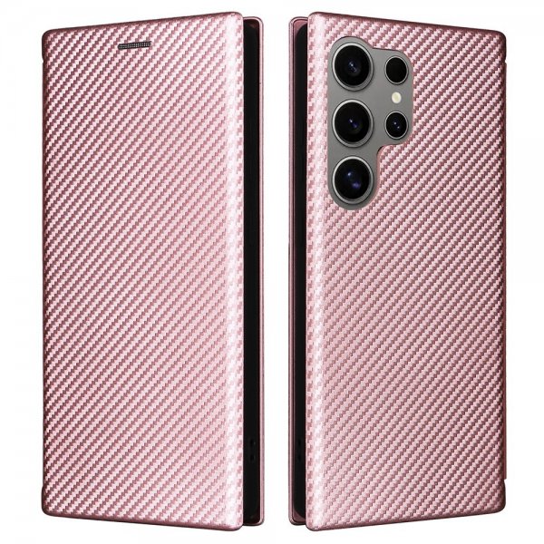 Samsung Galaxy S25 Ultra Etui Karbonfibertekstur Rosegull