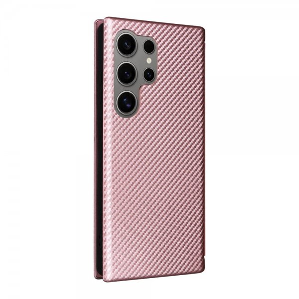 Samsung Galaxy S25 Ultra Etui Karbonfibertekstur Rosegull