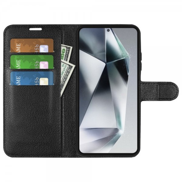 Samsung Galaxy S25 Ultra Etui Litchi Svart