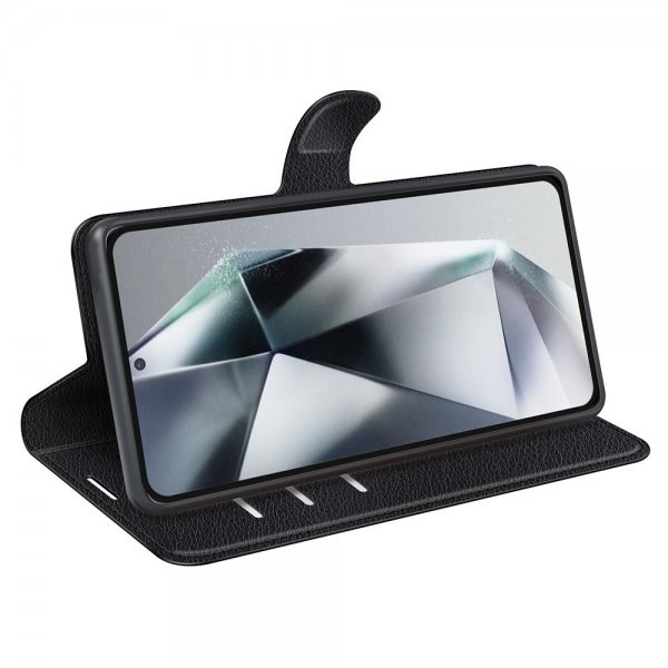 Samsung Galaxy S25 Ultra Etui Litchi Svart