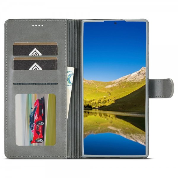 Lc.Imeeke Samsung Galaxy S25 Ultra Etui med Kortlomme stativfunksjon Grå