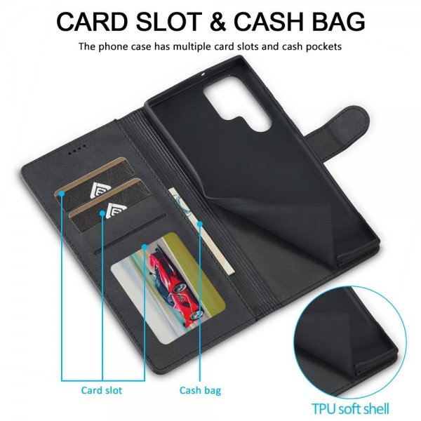 Lc.Imeeke Samsung Galaxy S25 Ultra Etui med Kortlomme stativfunksjon Svart