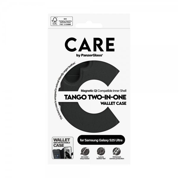 CARE by PanzerGlass Samsung Galaxy S25 Ultra Etui Tango Two-in-One Wallet MagSafe Svart