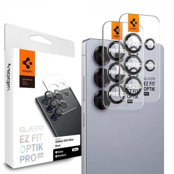 Spigen Samsung Galaxy S25 Ultra Kamerabeskytter GLAS.tR EZ Fit Optik Pro 2-pakning Svart