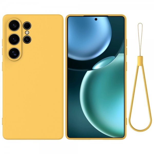 Samsung Galaxy S25 Ultra Deksel med Stropp Silikon Gul