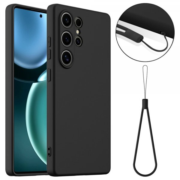 Samsung Galaxy S25 Ultra Deksel med Stropp Silikon MagSafe Svart