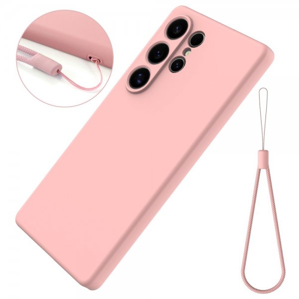Samsung Galaxy S25 Ultra Deksel med Stropp Silikon Rosa