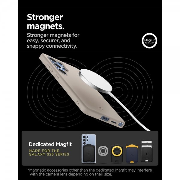 Spigen Samsung Galaxy S25 Ultra Deksel Silicone Fit MagFit Natural Titanium