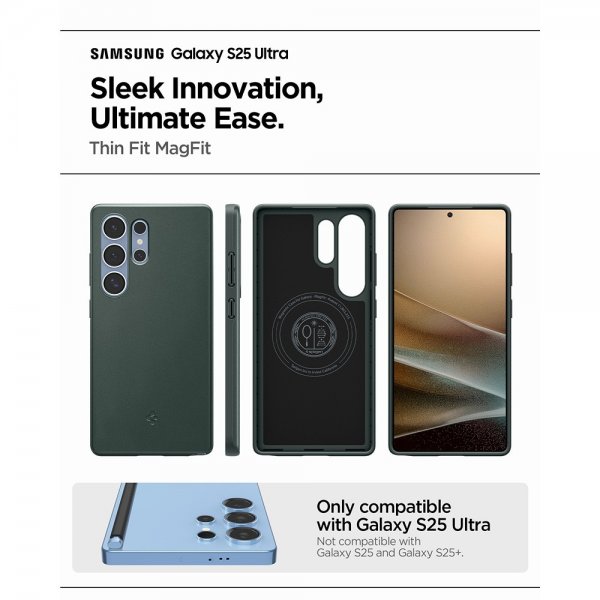 Spigen Samsung Galaxy S25 Ultra Deksel Thin Fit MagFit Abyss Green