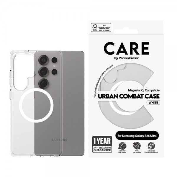 CARE by PanzerGlass Samsung Galaxy S25 Ultra Deksel Urban Combat MagSafe Hvit