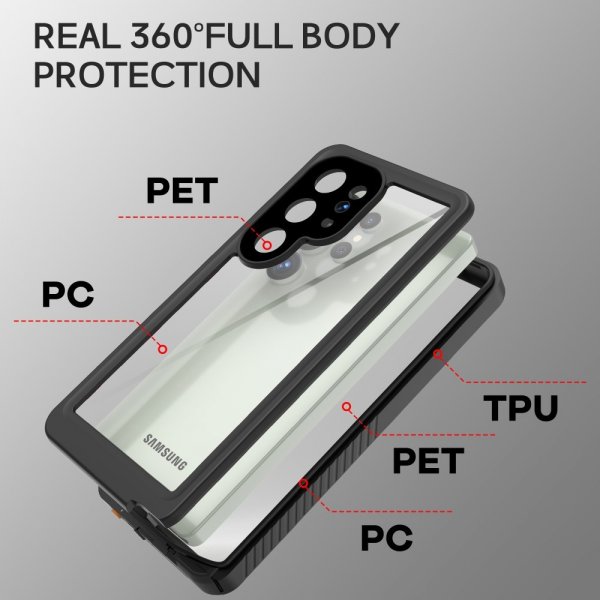 Redpepper Samsung Galaxy S25 Ultra Deksel Vanntett IP68 Svart